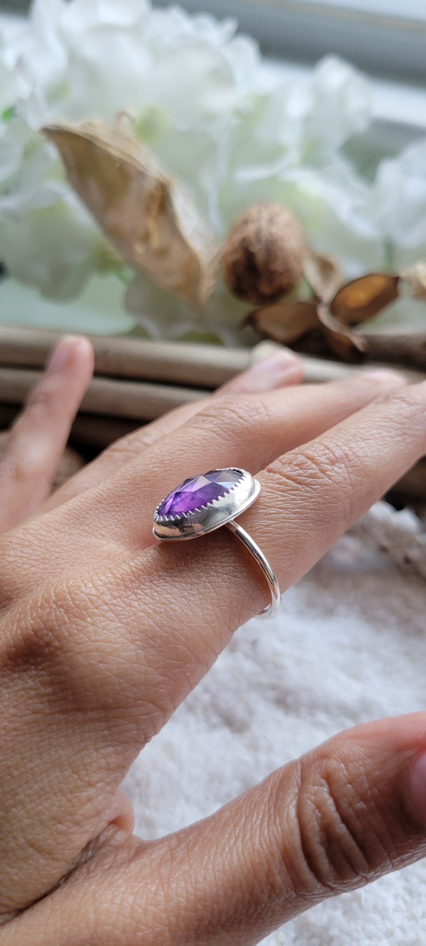 Amethyst Sterling Silver Ring Size 7