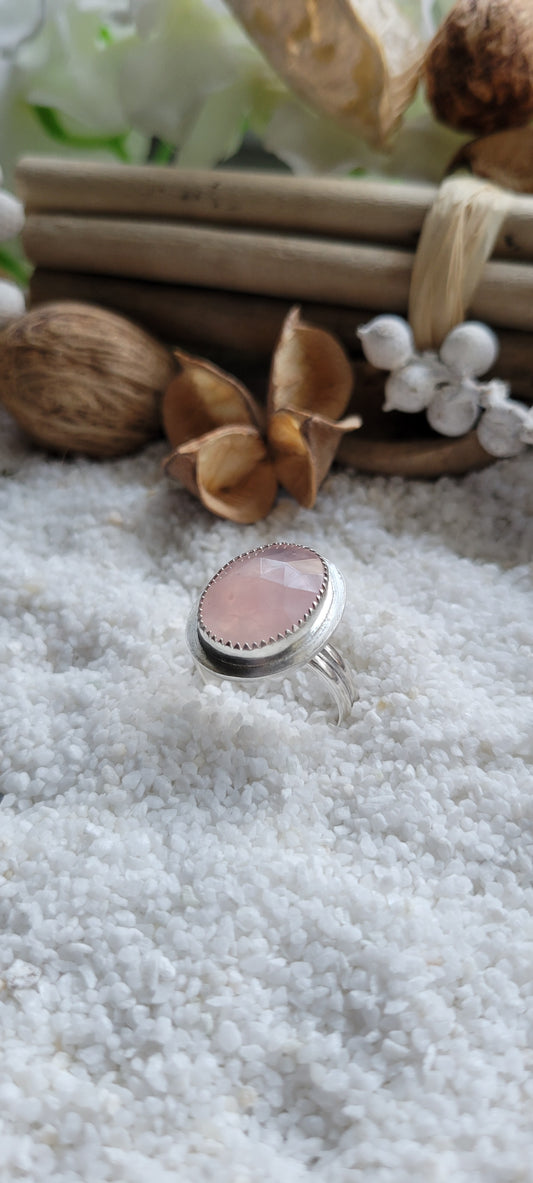 Rose Quartz Statement Ring Size 8