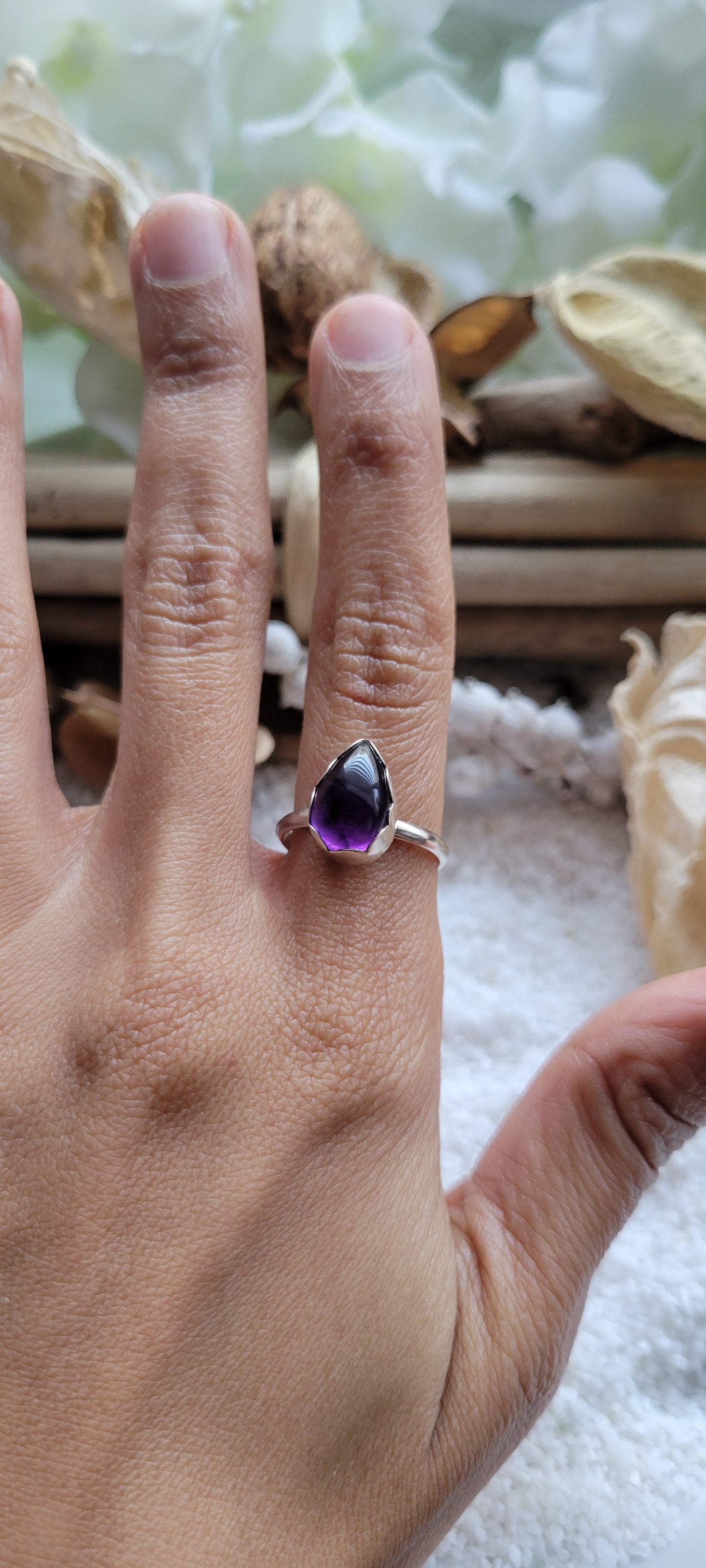 Amethyst Sterling Silver Ring Size 6