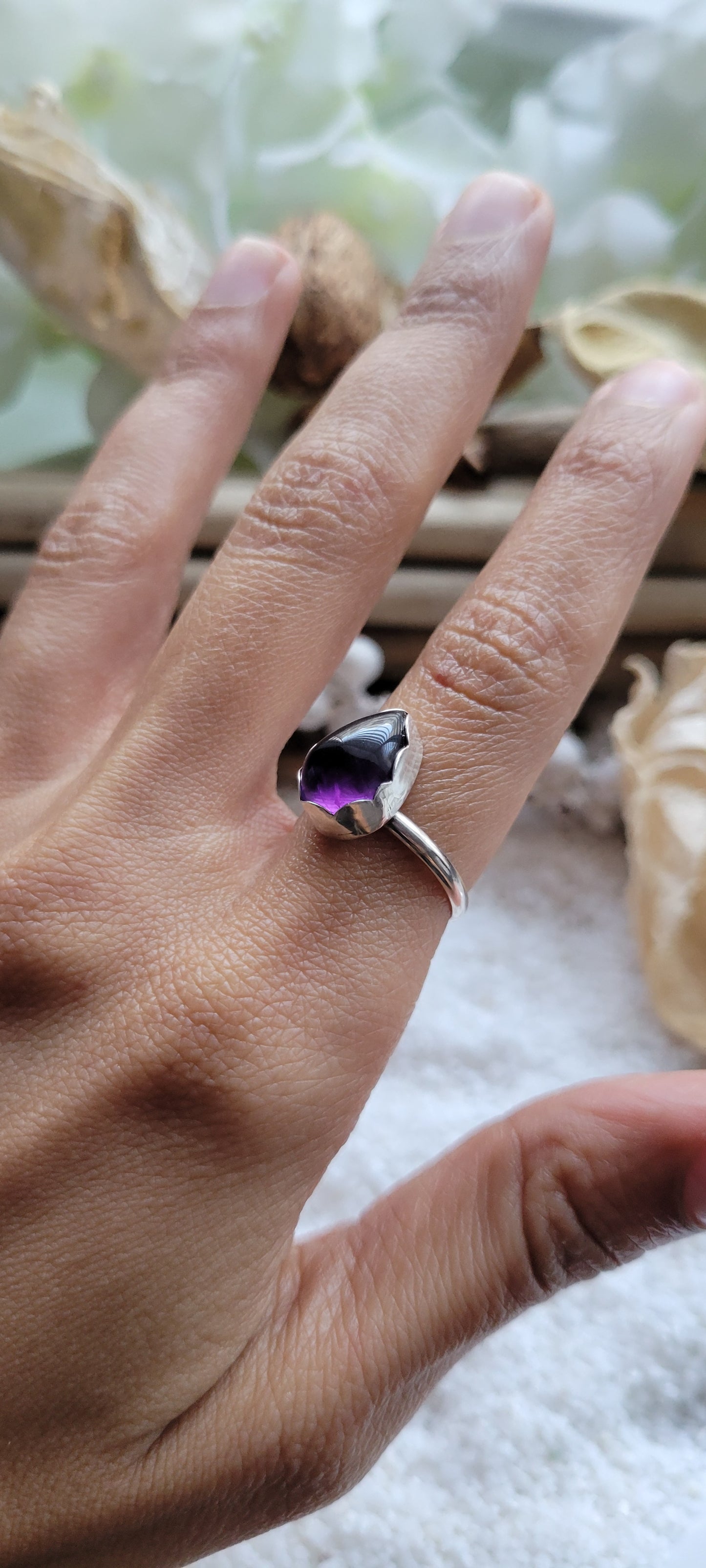 Amethyst Sterling Silver Ring Size 6